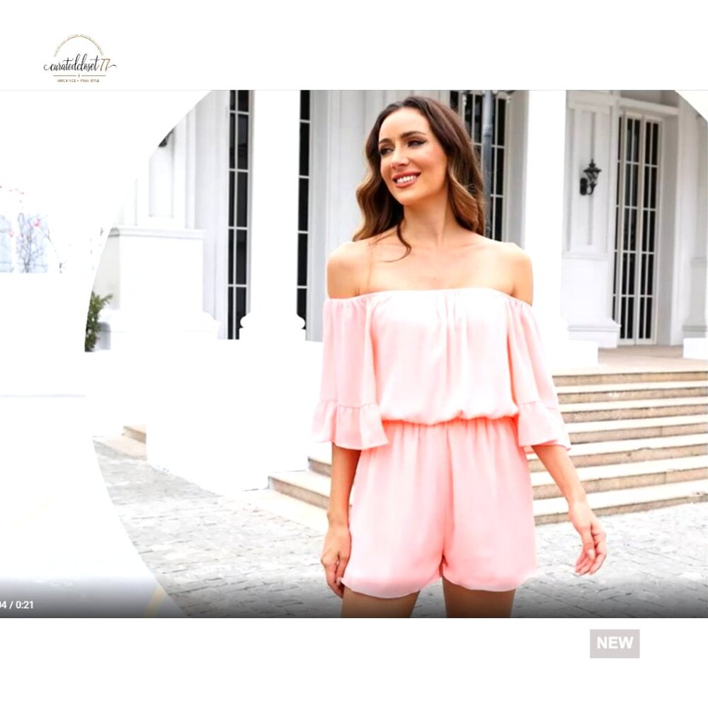 Medium Polyester Off-Shoulder Romper With Floral … - image 5